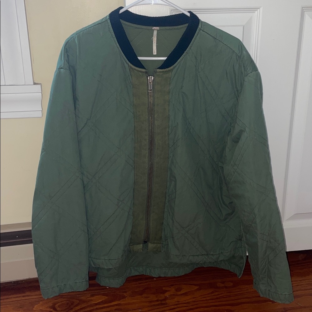 FREE PEOPLE Green Bomber Jacket